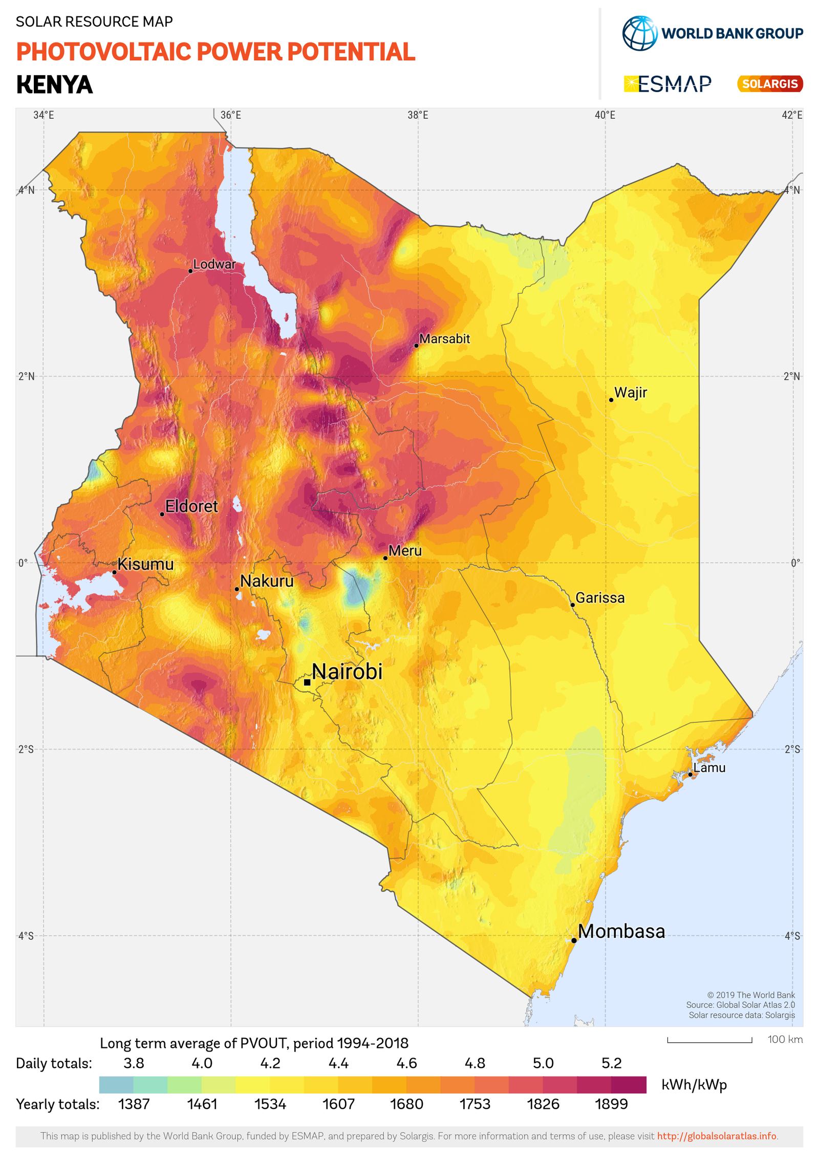 Solar resource map of Kenya — the regions Gigam Tech serves